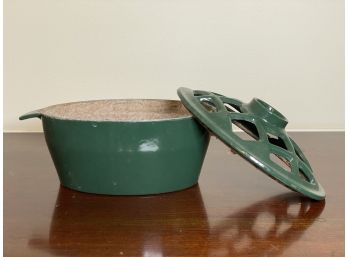 Petite Enameled Cast-Iron Wood Stove Steamer In Green