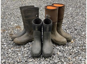 Three Pairs Of Men's Boots Including Original Mucks