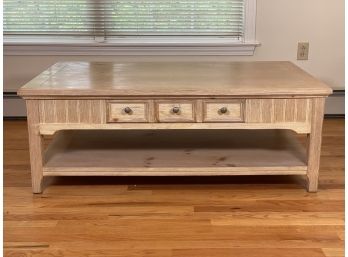 A White-Washed Pine Coffee Table By Broyhill