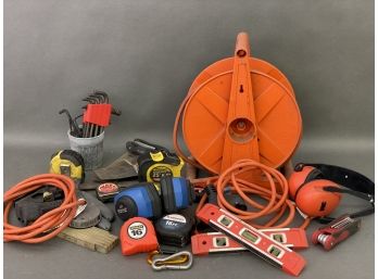 Contractor's Assortment: Cords, Tapes, Levels & More