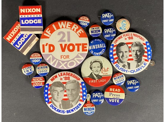 Vintage Political Buttons & Commemorative Presidential Bowl