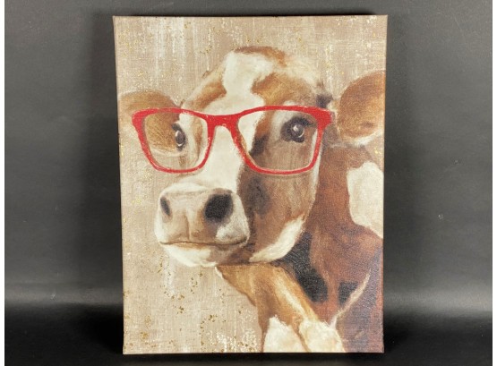 A Whimsical Print Of A Bespectacled Cow