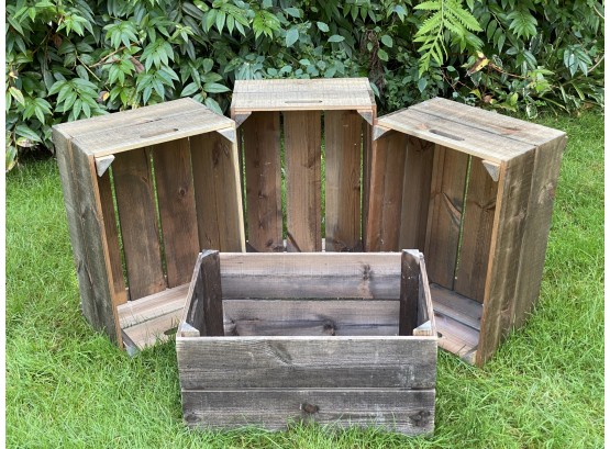Four Wooden Crates, Natural Pine