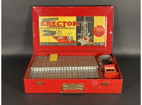 A Vintage Erector Set In Its Original Metal Case