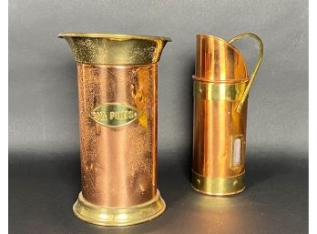 Vintage Copper & Brass: 1.5 Pint Pitcher & Matchstick Holder