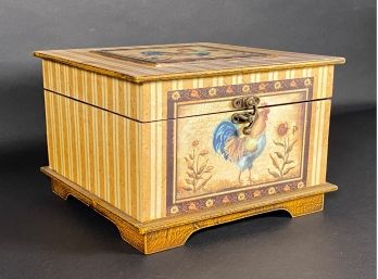 A Decorative French Country Storage Box, Rooster Motif