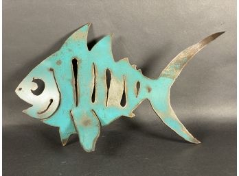 A Fantastic Painted Metal Fish Sculpture