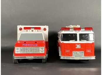 Vintage 1990s Toys: Ambulance & Fire Truck