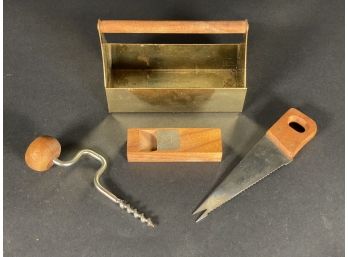 A Whimsical, Vintage Bar Set In The Form Of A Carpenter's Tool Kit
