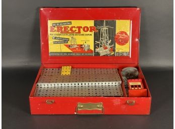 A Vintage Erector Set In Its Original Metal Case