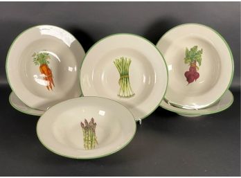 A Gorgeous Set Of Soup Bowls With A Vegetable Motif