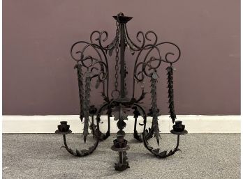 An Awesome Vintage Wrought Iron Candle Chandelier