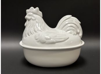 A Fantastic White Ceramic Hen On Nest