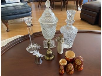 Decorative Lot -beautiful Crystal, Willow Tree And Russian Nesting Dolls