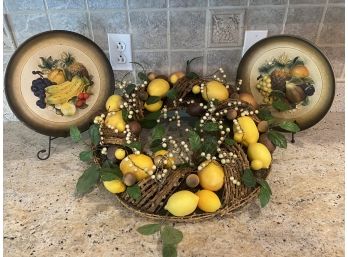Fruit Wreath And Decorative Plates From Japan