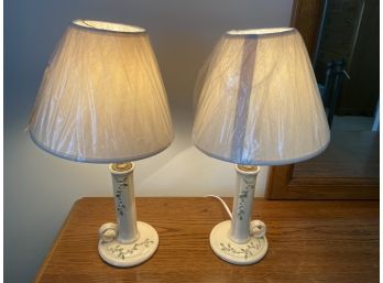 Pair Ceramic Candlestick Lamps