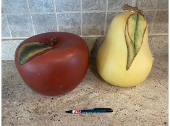 Huge Decorative Apple And Pear, 2pc