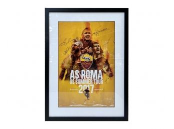 Signed AS Roma Soccer Poster Nicely Framed And Matted Behind Glass