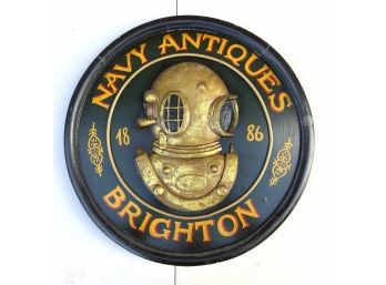 Reproduction Piece Navy Antiques Brighton - 2 Dimensional Wood Sign