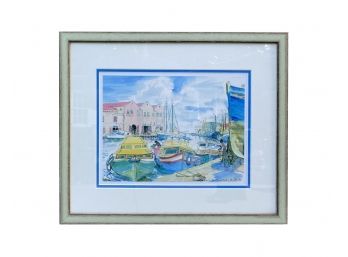 Barbados Print Matted And Framed Behind Glass