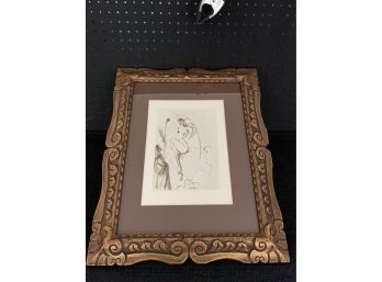 Salvador Dali Wood Cut Rendition, Plate Signed Lower Midsection