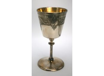 Late 19th Century Silverplate Goblet With Gold Wash