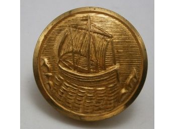 Vintage Brass Button With Image Of Ship