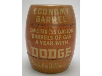 DODGE  'ECONOMY BARREL' Advertising Still Bank