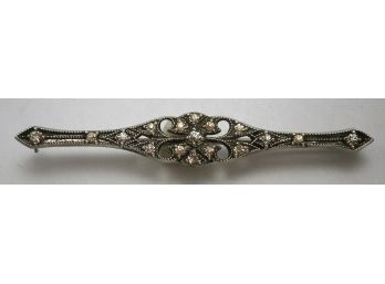 Sterling Silver And Rhinestones Bar Pin