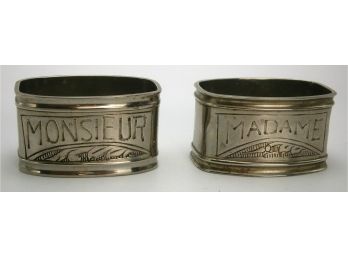 MONSIEUR And MADAME Napkin Rings