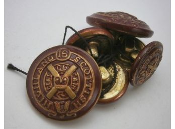 6 Vintage Scottish Highland Brass Buttons