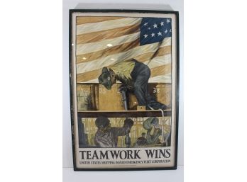 Original Ww1 Poster - Teamwork Wins - US Shipping Board