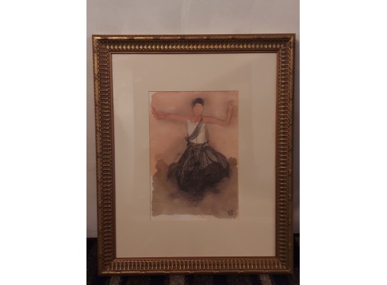Female Figure Print Matted And Framed