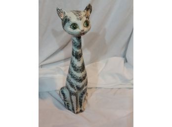 Stunning White And Black Porcelain Cat Statue
