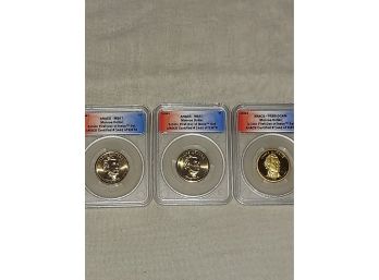 Set Of 3 Coin First Day Of Issue Monroe Dollar