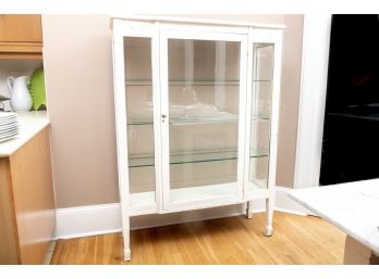 Vintage Glass Paneled Curio Cabinet, Painted White