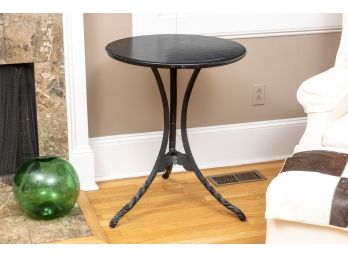 Iron And Wood Painted Pedestal End Table