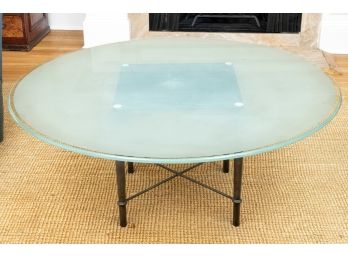 4' Round Frosted Glass Coffee Table