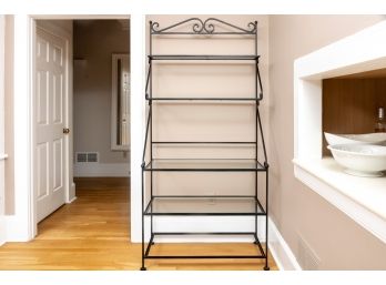 Wrought Iron Bakers Rack With Glass Shelving