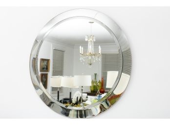 Frameless Beveled Round Mirror