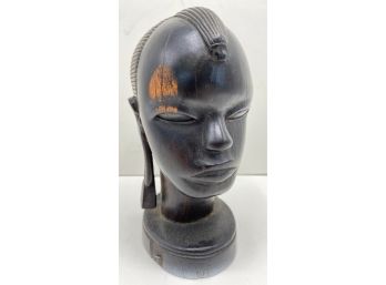 Vintage Hand Carved Hardwood African Bust Sculpture
