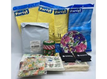 New Party Supplies: Christmas Tin & Table Runner, Table Cloths, Napkins & More