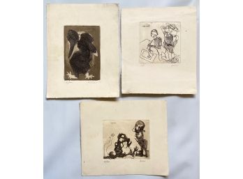 3 Alexandre Sacha Putov Original Etchings, Signed & Numbered, Unframed, Russia