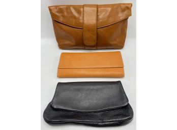 3 Italian Leather Bags: Gigliodoro Wallet, Rose Bertin Clutch & Unmarked Black Wallet