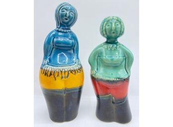 2 Mid Century Glazed Ceramic Figurines