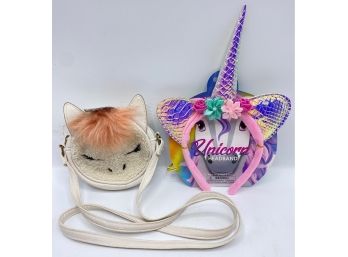 New Unicorn Headband & Small Fuzzy Unicorn Purse