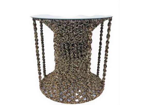 Twisted Rope Pillar Glass Top Table