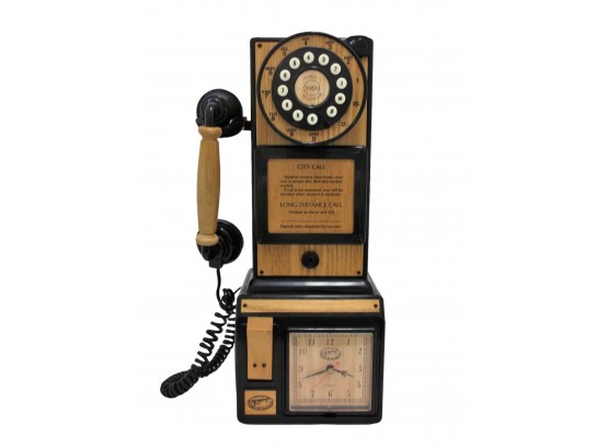 Spirit Of St.Louis Wall Mount Reproduction 1956 Public Telephone With Clock