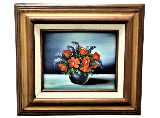 Signed Vintage Bouquet Of Flowers Still Life Oil Painting