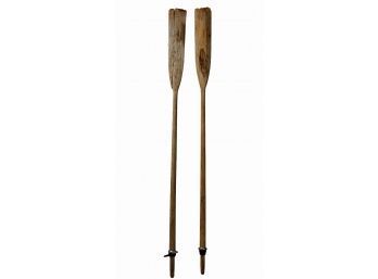 Pair Of Large Vintage 78' Row Boat Wooden Oars